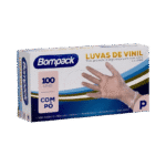 LUVAS VINIL COM PÓ BOMPACK 100UND TAM. P